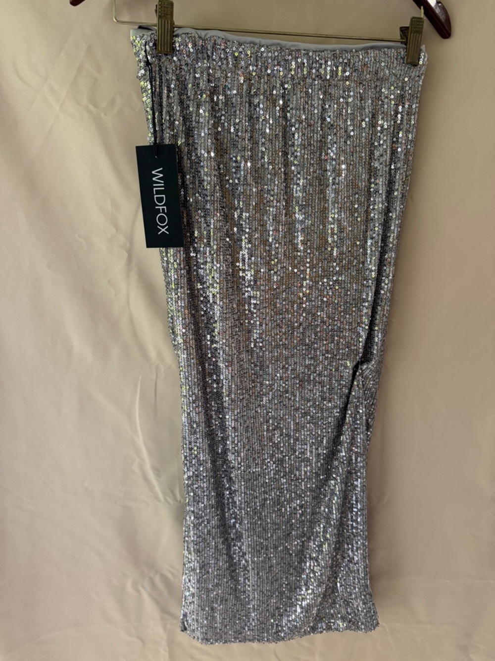 Wildfox Silver Sequined Ruched Midi Skirt - Picture 2 of 5